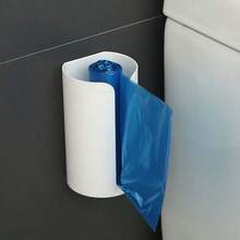 1pc Home Wall Mount Plastic Bag Holder Dispenser Hanging Storage Trash Garbage Bag Kitchen Garbage Organizer
