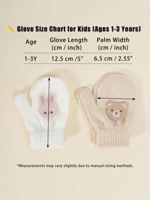 2双幼儿秋冬高弹力针织保暖手套，婴儿童可爱刺绣连指手套，宝宝防抓/咬手套，适合日常休闲穿着和冬季保暖单层手套 - 2雙 - 查看 6