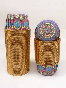 Cakegiugiu Set , 25/50/100 Bohemian Style Cupcakes With Lids, Disposable Muffin Cups With Lids, Heat Resistant Baking Cups,Glossy Cupcake Liners, Muffin Molds, Baking Tools, Curled Edge Cake Cups,Cake Holder, Perfect For Wedding And Birthday Parties - Multicolor - View 33