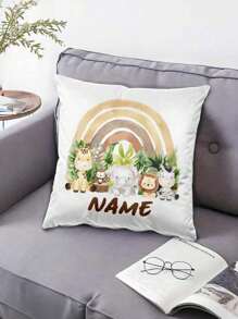 1pc Personalized Pillow Case With Cute Animal Design, Customizable Name, Gift For Kids, Children, Grandkids Birthday Party, Home Decor For Bedroom, Living Room, Study, Single-Sided Printed Pillowcase,Washable,Lightweight,Breathable, Funny,Cute,Love,Soft,Comfortable,Custom,Unique,Personalized,Ideal Gifts For Him,Ideal Gifts For Her,Ideal Gifts For Boyfriend,Ideal Gifts For Girlfriend,Ideal Gifts For Dad,Ideal Gifts For Mom,Ideal Gifts For Friends,Ideal Gifts For Family,Him,Her,Boyfriend,Girlfriend,Dad,Family,Mom,Friends,For Anniversaries,For Graduation,For Housewarming,For Weddings,For Birthdays,Car,Sofa,Tea Room,Living Room