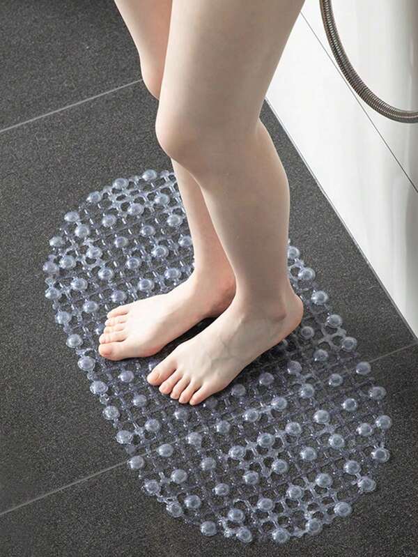 1 pieza Alfombra antideslizante transparente para baño, alfombra de piso para ducha de PVC con ventosas, alfombra impermeable para inodoro, a prueba de moho y antibacteriana, adecuada para ducha, bañera, inodoro, decoración de baño para el hogar, vuelta al colegio