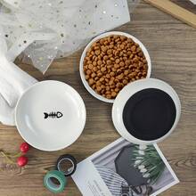 3Pcs Cat Food Bowls, Ceramic Cat Food Bowls With Nonslip Silicone Bottom, Anti Whisker Fatigue Cat Plates For Indoor Cats, Ceramic Pet Bowl With Wide Shallow Kitten Dishes For Dry And Wet Food,10153463