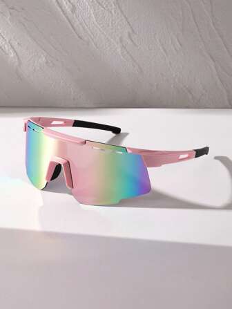 1 st damers utomhuscykelglasögon för sport och utomhusbruk, Y2K-stil i blått, grönt, rosa, lämpliga för vardagsbruk, vandring, strandresor, vindtäta glasögon