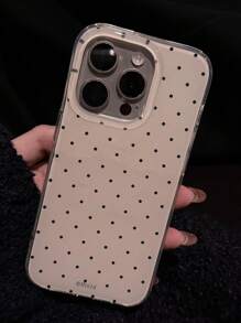 时尚可爱波点亮面软壳手机壳，兼容 17 Air、16、15、14、13、12、11 Pro Max、16、15、14 Plus，简约创意防震后盖 - 小波點 - 查看 3