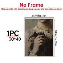 1 buc cadru opțional retro gotic întunecat liliac poster, pictură în ulei pentru fată cu liliac, artă murală pe pânză impermeabilă, artă murală cadou, living, dormitor, baie, birou, coridor, bucătărie decorare casă decorare Halloween decorare toamnă decorare cameră decorare.