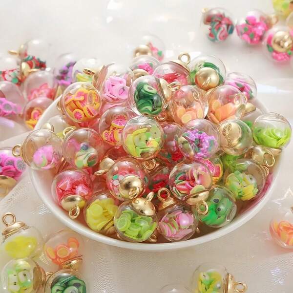 20pcs Mixed Color 16mm Glass Ball Pendant DIY Handmade Accessories Can Be Used To Make Earring Necklaces(Random Style Color)