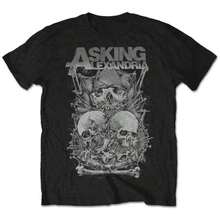 Asking Alexandria  Skull Stack Peripheral Pattern Printing Summer Luxury Brand Pure Cotton Men's And Women's T-Shirts - 黑色 - 查看 1