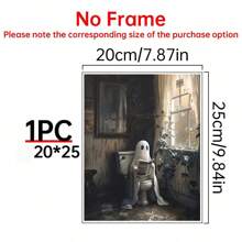 1 pieza Fantasma en el inodoro, Arte del fantasma en el baño, Academia oscura, Decoración de Halloween, Arte de pared para el baño, Decoración de baño, Pintura al óleo victoriana