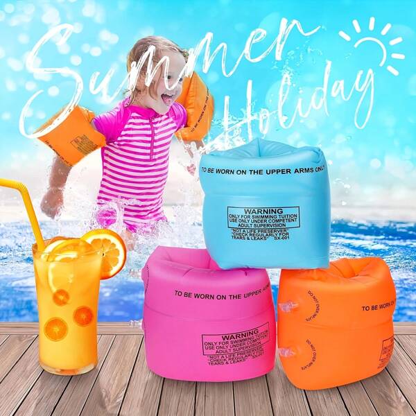 A Set Of 2 Inflatable Arm Floats For Children, Suitable For Both Toddlers And Adults, With A Children's Hydrofoil Swimming Arm Strap