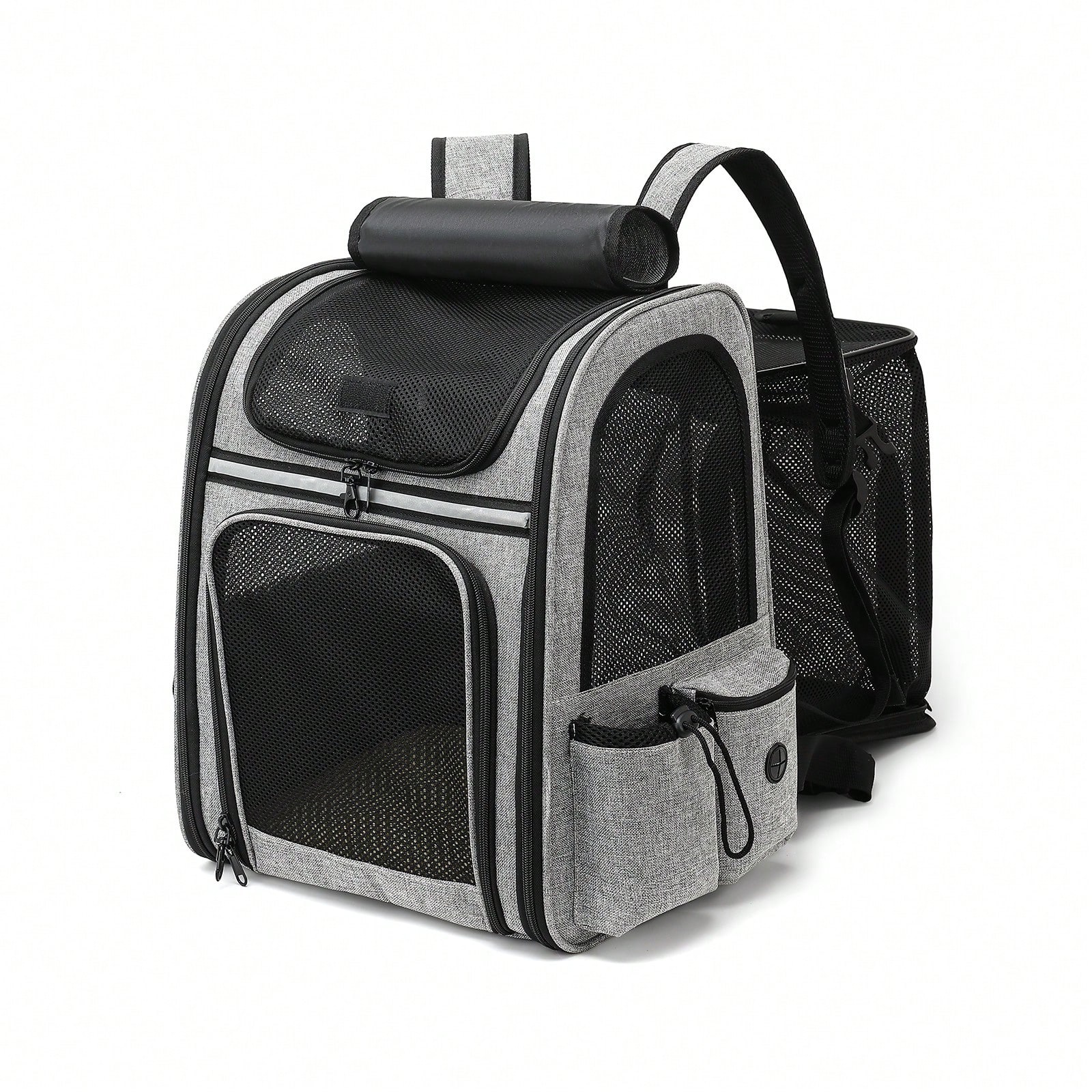 Expandable Pet Backpack Carrier For Cats, Kittens, Small Dogs And Puppies, Breathable Mesh Travel Bag With 5 Entrances, Foldable Cat Dog Rucksack With Strap, Pockets And Luggage Strap