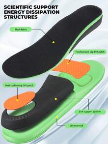 1双男女通用黑色舒适足弓支撑运动鞋垫，U型后跟垫，透气吸湿减震全长鞋垫，适用于运动鞋、休闲鞋、白色男女鞋 - 黑色 - 查看 6