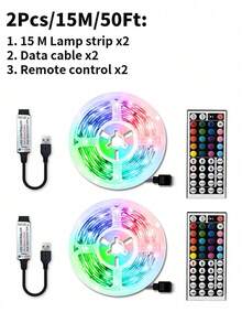 24键遥控5V RGB LED灯带，适用于电视/电脑背光、书桌、客厅、卧室、节日/派对/酒吧/氛围照明（建议电视/电脑背景灯使用1-5米） - 44鍵遙控-RGB燈帶 - 查看 10