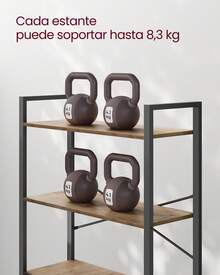 Estantería Alta de 6 Niveles, Librería con Marco de Acero, para Salón, Dormitorio, Oficina, Estudio, 30 x 80 x 186 cm, Estilo Industrial, Olmo Pardo y Negro Tinta - Olmo Pardo y Negro Tinta - Ver 5