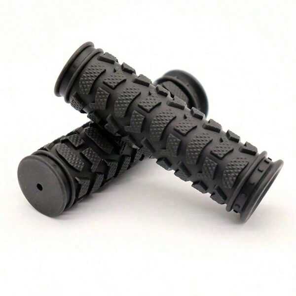 1 Pair MTB Bike Handlebar Grips - Black Textured Anti-Skid Soft Rubber With Ergonomic Design For Mountain/Road Bikes, Durable Comfortable Grips For Enhanced Control And Comfort, Mountain Bike Accessories, Sleek Grip Design, Quality Construction
