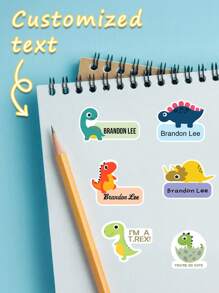 45/90 件商品、定制可爱恐龙标签、适用于洗碗机的可爱标签、可爱标签、带有姓名的个性化姓名标签、学校礼物、学校必备文具、水瓶贴纸、午餐盒贴纸、朋友礼物、学校用品、返校 - 彩色 - 查看 11