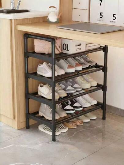 Étagère à chaussures 3-4-5 niveaux, peut contenir 12-15 paires, étagère à chaussures empilable robuste, organisateur de chaussures extensible et réglable, organisateur de rangement de chaussures en métal