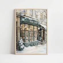 1 pezzo, Tela con cornice, Stampa artistica di una libreria invernale a New York, Stampe per angolo lettura, Decorazioni natalizie per amanti dei libri, Regali per amanti dei libri, Stampe di librerie, Per decorazioni natalizie, Decorazioni per camera da letto, Decorazioni per bagno, Decorazioni per sala da pranzo, Decorazioni per cucina, Decorazioni per soggiorno, Decorazioni per ufficio, Decorazioni natalizie per la casa - Multicolore - Visualizzare 10