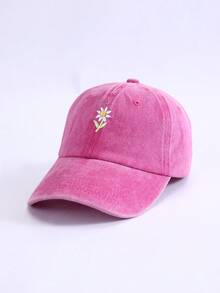 1pc Unisex Embroidered Daisy Washed Baseball Cap, Lightweight Breathable Adjustable Sun Protection Sports Hat Suitable For Spring, Autumn Outdoor Activities Like Travel, Hiking, Cycling - Embroidery - View 18