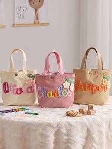 1pc Customized Name Handbag, Personalized Handbag, Baby Shower Gift, Children's Handbag, Customized Gift, Travel Handbag, Customized Child's Name Exclusive Handbag,Bags & Luggage,2025 Halloween Accessories,Large Capacity,New Year Glamour