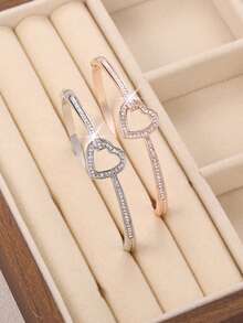 Fashion Charming Girl Heart Bangle Shinny Rhinestone Bracelet For Gift Party Accessory - Fashion Heart Bracelet - View 3