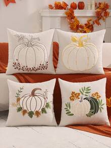 Dekorativer Überwurf-Kissenbezug für den Herbst, Kürbis-Stickerei, Cord-Streifen, Erntesaison Thanksgiving Wohnzimmer Schlafzimmer Sofa Party Dekoration, Halloween