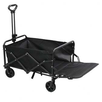 Carrito vagón plegable portátil multiusos con capacidad de 120 Kg color negro, Carrito Plegable de Jardín Portátil Manija Ajustable Ideal para Playa, Camping y Compras Pesadas