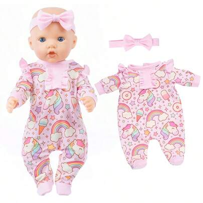 16-Inch Baby Doll Summer Outfit, American Girl Doll Clothes Set - Jacket And Dress (Dress Only)
