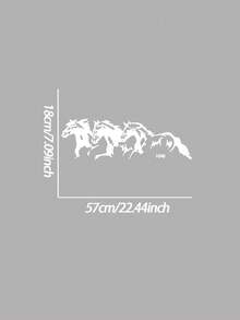1pc Black Running Horse Pattern Car Sticker - Black - View 7
