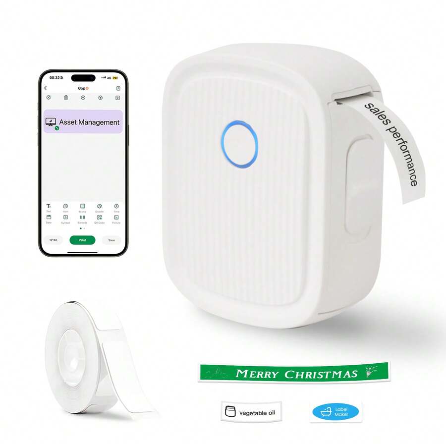 Thermal Label Maker Machine With Tape, L12/13  Portable Bluetooth Label Printer For Storage, Shipping, Barcode, Mailing, Office, Home, Organizing, Sticker Maker Mini Label Maker With Multiple Templates Label Maker Machine -  Bluetooth Wireless Sticker Printer, Pocket Sticker Maker With 1pc 12x40mm Tape, Inkless Printer For Ios & Android, Praticle Labeler & Gift For Home & Office Organization Bluetooth Label Maker Machine With Tape, Continuous Waterproof Label, Versatile App With 35 Fonts And 1k+ Icons, Inkless Labeler For Home, Kitchen, School, Office Organization - Beige - View 1