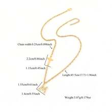 1pc New Classic Initial Cross Pendant Golden Stainless Steel Water Wave Chain Necklace For Women - Yellow Gold - View 2