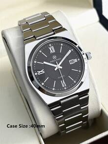 Pablo Raez 1 Stück Herren Business Vintage Uhr Edelstahl Armband Kette Sommer Strand Accessoires Männerschmuck Originale Armbanduhr IPS Silber Nicht anlaufendes Stahlgehäuse Charmante Uhr Berühmte Marke Neu AAA Luxus Schwarz Weiß Farbe 50M Wasserdicht Einfache Kalenderanzeige Uhr Herren Lässig Mode Quarz Uhr für Männer