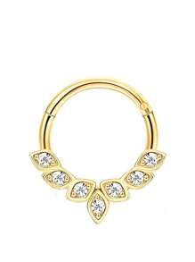 IRONBOX 1PC Surgical Steel Hinged Nose Rings Hoops 16G Clicker Septum Rings Cartilage Hoop Earrings For Women Men Daith Lip Helix Tragus Conch Nose Piercing Jewelry 8mm