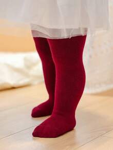 3 Pairs Girls' Plain Solid Pink Princess Style Tights, Suitable For Daily Matching - Multicolor - View 7