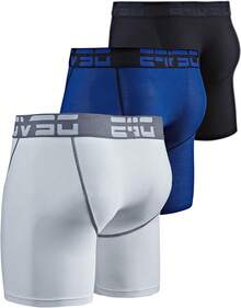 Men's Cool Dry Mesh Boxer Trunks 6-Inch Briefs, 3-Pack - 6-inch_(black / Blue / White) - View 2