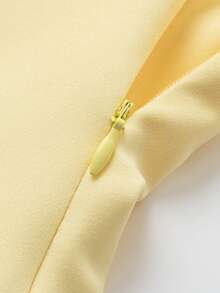 Áo không tay trang trí nơ có viền váy, màu vàng bơ thanh lịch, mùa hè - Màu vàng - Xem 4
