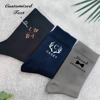 Custom Groomsman Socks - Personalized Monogrammed Men's Dress Socks For Best Man Proposal, Groomsmen Gifts, Gift & Father's Day Present, Colorful, Cute, Adorable, Funny, Kawaii, Y2K, Stylish, Unisex, Casual, Custom, Personalized, Unique, Customized, Ideal Gifts For Her, Her, Boyfriend, Girlfriend, Family, Friends, , Colorful, Cute, Adorable, Funny, Kawaii, Y2K, Stylish, Unisex, Casual, Custom, Personalized, Unique, Customized, Ideal Gifts For Her, Her, Boyfriend, Girlfriend, Family, Friends, Hair Accessories For Women, Groomsmen Proposal Gifts
