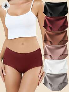 6 Packs Womens Seamless Underwear Hipster Bikini Panties No Show Full Coverage Stretch Briefs S-XXL - Nhiều màu - Xem 1