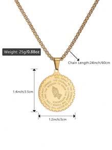 1 Pieza Collar De Oración De Serenidad Para Hombres Con Colgante De Moneda De Oración De Manos Orando Para Mujeres Del Versículo De La Biblia De La Oración Del Señor Regalo De Joyería De Coraje Y Sabiduría Para Niños Acero Inoxidable 24 Pulgadas