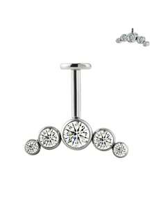 1 pieza Pendiente de cartílago con rosca interna, joya corporal con piercing de titanio G23 de 16G con un solo cristal de circonita vertical redondo