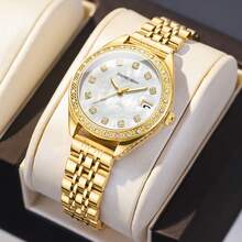 DAYAND NIGHT 2025 年新款时尚品牌女士钢带手表，小巧优雅的女士商务石英表，配有闪亮的钻石装饰，适合派对、宴会或日常佩戴，是情人节、周年纪念日或生日的完美礼物