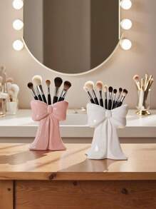 1pc Cute Bow-Shaped Pen Holder - Desktop Makeup Brush And Office Supply Organizer, Elegant Makeup Brush Storage, Suitable For Girls, Students And Women, Creative Decor Design For Holiday, Beach, Bathroom, Bedroom, Large Capacity - Multicolor - View 14