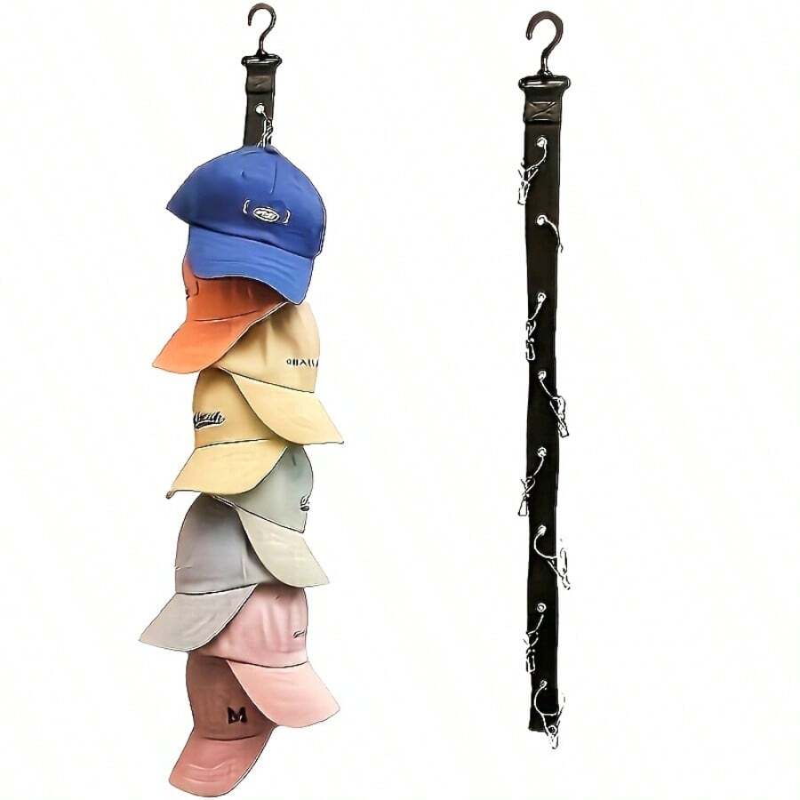 1pc Bedroom/Office Tie Organizer Rack With 8 Clips, Holds Up To 16 Hats, Hat Storage Hanging Hook Rack
