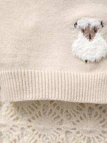 Baby Girl Lamb Pattern Long Sleeve Single-Breasted Casual Knit Cardigan
