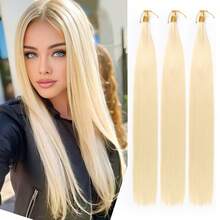 3pcs Bone Gradient Straight Synthetic Crochet Braiding Hair Bulk 28inch Pre Stretched Braiding Hair Extensions Crochet BoxBraids Hair 613 Brown Blonde - Multicolor - View 21