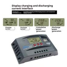 100A MPPT 太阳能充电控制器 12V 24V LCD 显示屏 30-100A 电池智能调节器最大 46V 输入双 USB 适用于铅酸/锂电池，太阳能电池板和电池的自动太阳能充电器
