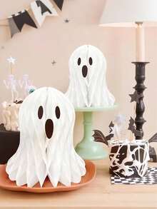 1/2/3pcs Halloween Hanging Decoration, 3 Sizes Of Honeycomb Paper Ghost, Suitable For Halloween Parties, Home And Outdoor Decoration Home Decor Halloween Decor Room Decor - Multicolor - View 6
