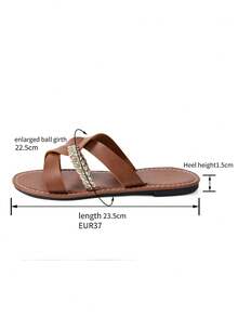 Sandal đế bằng quai chéo dệt dành cho nữ cỡ lớn, thời trang thường ngày, thoải mái, nhẹ nhàng, đa năng, thanh lịch, kiểu dáng rộng rãi, phù hợp cho trang phục hàng ngày mùa hè, dự tiệc và các hoạt động ngoài trời. - màu nâu - Xem 8