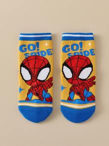 Marvel 5双装儿童短袜，超级英雄卡通透气男童袜 - 彩色 - 查看 7