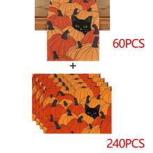 1pc/1set Black Cat & Pumpkin Linen Table Runner, 12*18 Inches/13*72 Inches Seasonal Kitchen Dining Table Decoration Tablecloth, Home Decor, Suitable For Parties, Gatherings, Family Dinners, Autumn - Multicolor - View 12