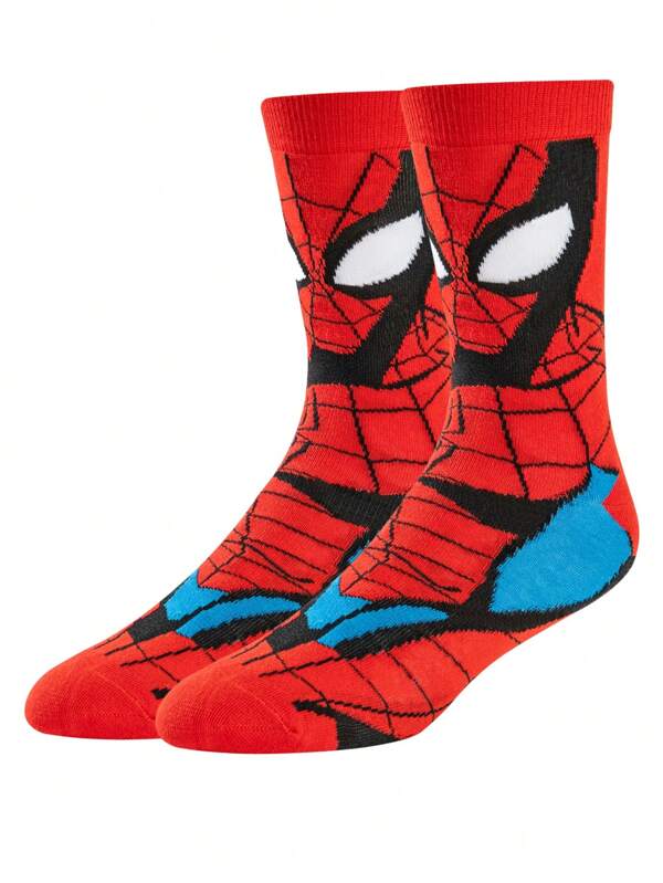 Marvel 1 Paar bequeme Superhelden-Socken für Herren - weich, atmungsaktiv, elastische Wadensocken, feuchtigkeitsableitend, stilvolle Spiderman - Venom Socken, perfekt als Geschenk, für Partys, Alltagsanlässe, Freizeitaktivitäten